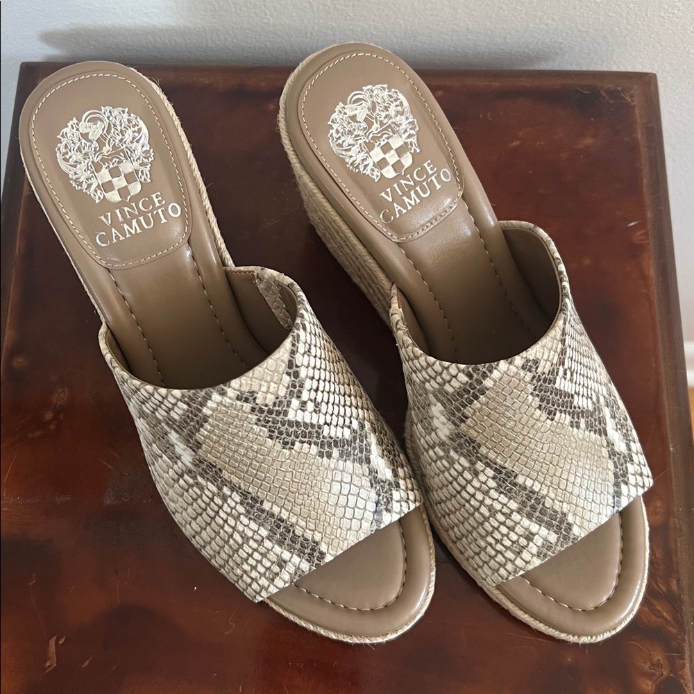 Vince Camuto Snake Print Mules